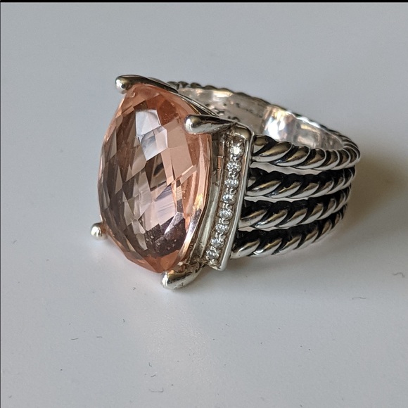 David Yurman Wheaton Morganite & Diamond Ring - Picture 12 of 14